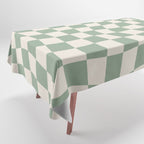 Sage Green Wavy Checkered Pattern Tablecloth Gallery Image 1