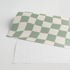 Sage Green Wavy Checkered Pattern Wrapping Paper Gallery Image 2