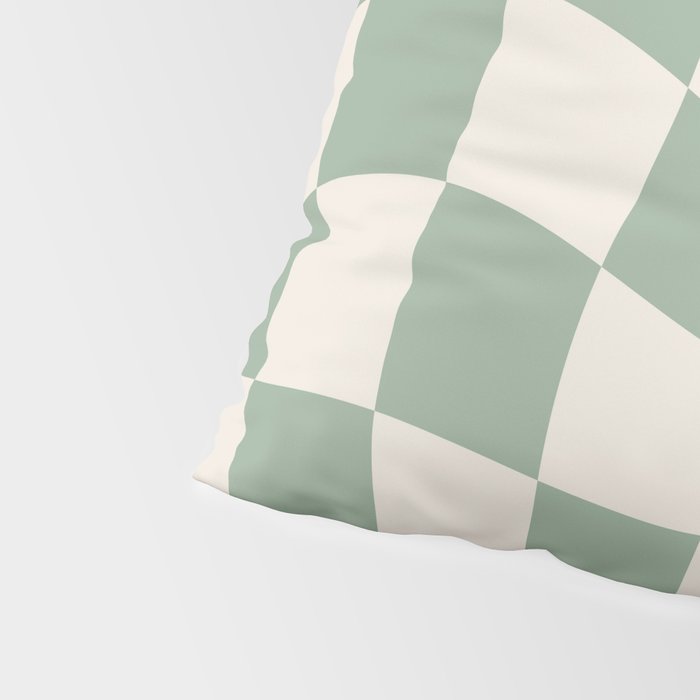 Sage Green Wavy Checkered Pattern Pillow Sham Gallery Image 4