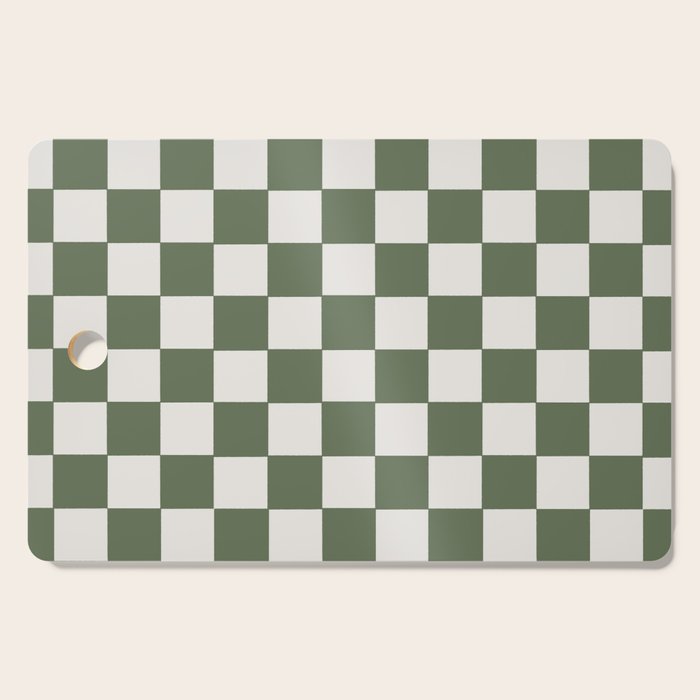 Soft Checkerboard Muted Green Cutting Board Gallery Image 1