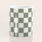 Soft Checkerboard Muted Green Coffee Mug Gallery Image 4