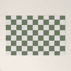 Soft Checkerboard Muted Green Welcome Mat Gallery Image 1