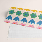Spring Flower Stripes Cute and Cheerful Floral Pattern Pink Blue Green Mustard Yellow Wrapping Paper Gallery Image 2