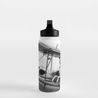 Woman Pilot and Dog, Black and White Vintage Art Water Bottle Gallery Image 3