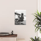 Woman Pilot and Dog, Black and White Vintage Art Poster Gallery Image 2