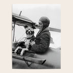Woman Pilot and Dog, Black and White Vintage Art Poster Gallery Image 4