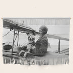 Woman Pilot and Dog, Black and White Vintage Art Wall Hanging Gallery Image 1
