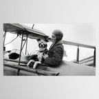 Woman Pilot and Dog, Black and White Vintage Art Tablecloth Gallery Image 2