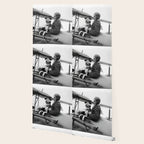 Woman Pilot and Dog, Black and White Vintage Art Wallpaper Gallery Image 2