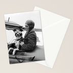 Woman Pilot and Dog, Black and White Vintage Art Stationery Card Gallery Image 2