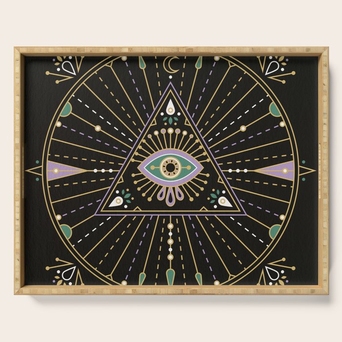 Evil Eye Mandala - Black Serving Tray Gallery Image 1