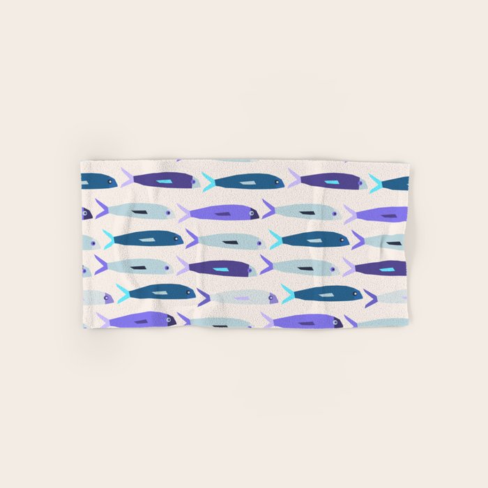 Blue Sardines Pattern Bath Towel Gallery Image 1