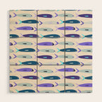 Blue Sardines Pattern Wood Wall Art Gallery Image 1