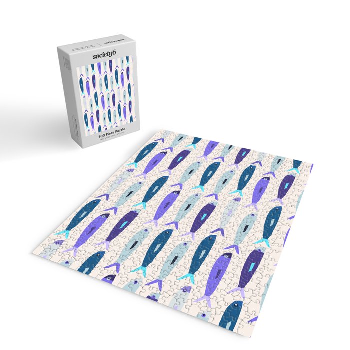 Blue Sardines Pattern Jigsaw Puzzle Gallery Image 2