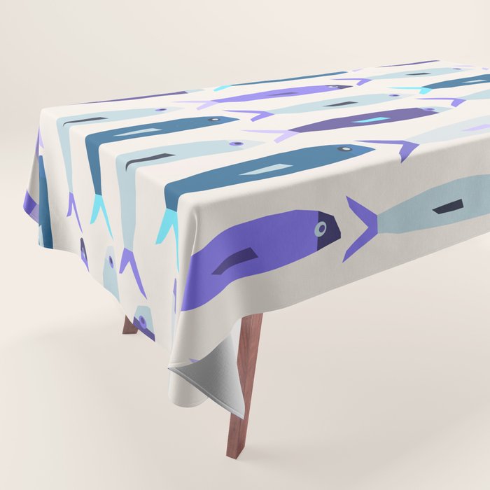 Blue Sardines Pattern Tablecloth Gallery Image 1