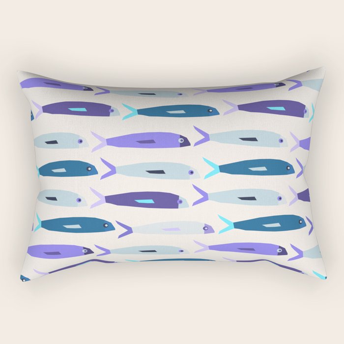 Blue Sardines Pattern Rectangular Pillow Gallery Image 1