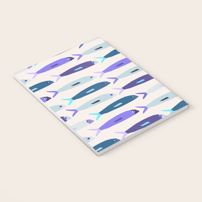 Blue Sardines Pattern Notebook Gallery Image 3
