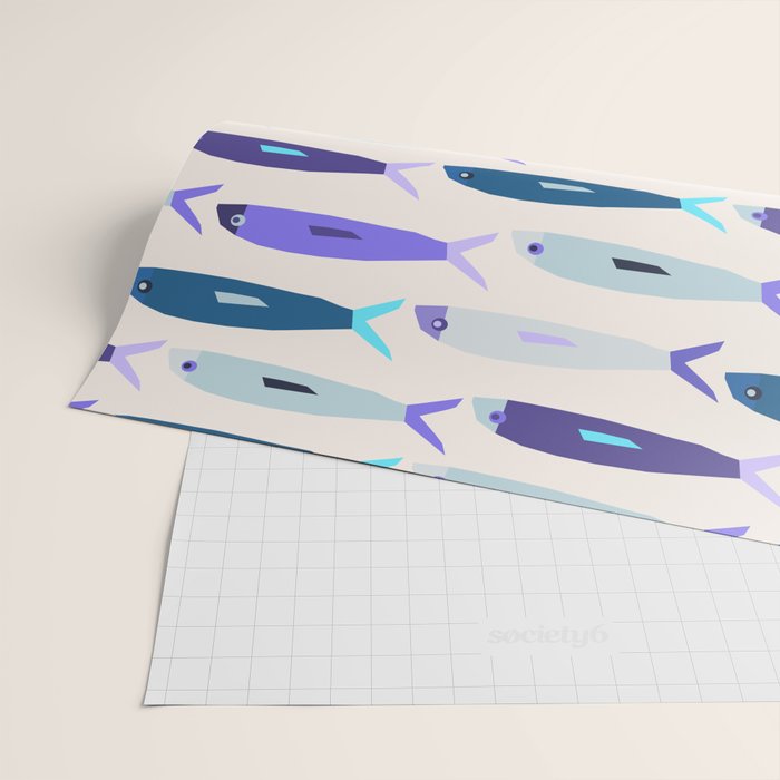 Blue Sardines Pattern Wrapping Paper Gallery Image 2
