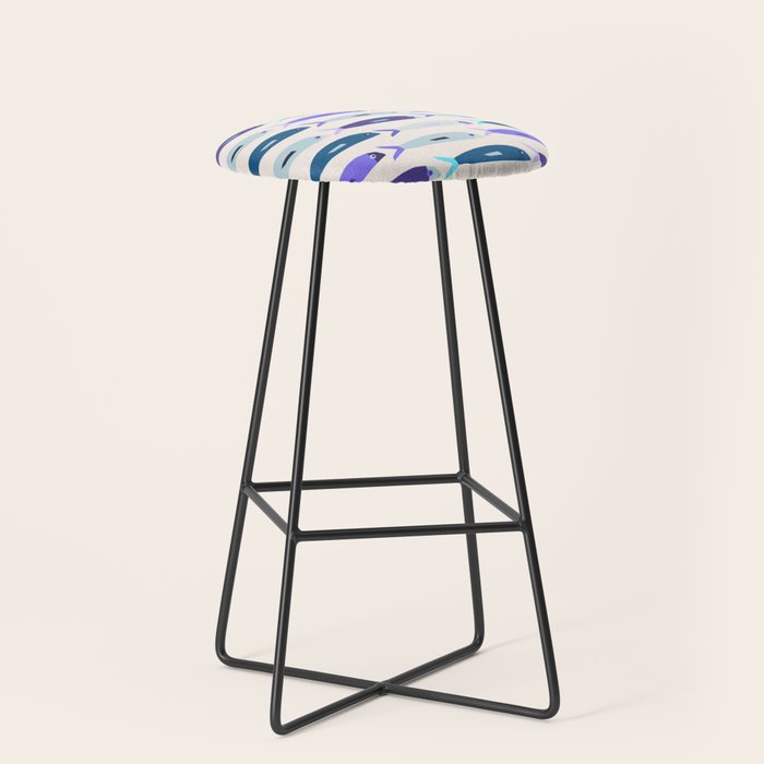 Blue Sardines Pattern Stool Gallery Image 1