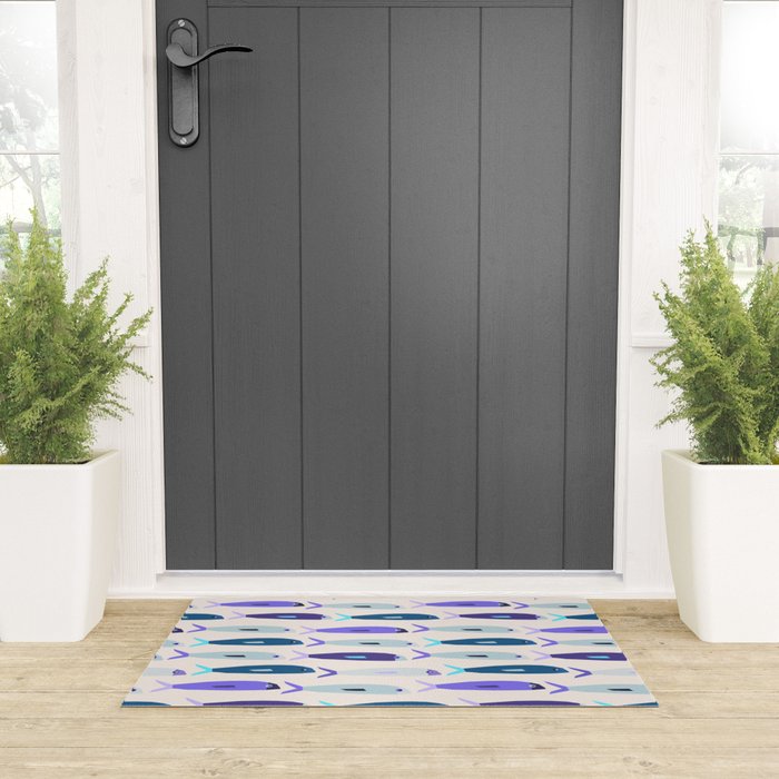 Blue Sardines Pattern Welcome Mat Gallery Image 3