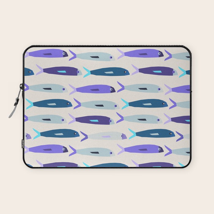 Blue Sardines Pattern Laptop Sleeve Gallery Image 1
