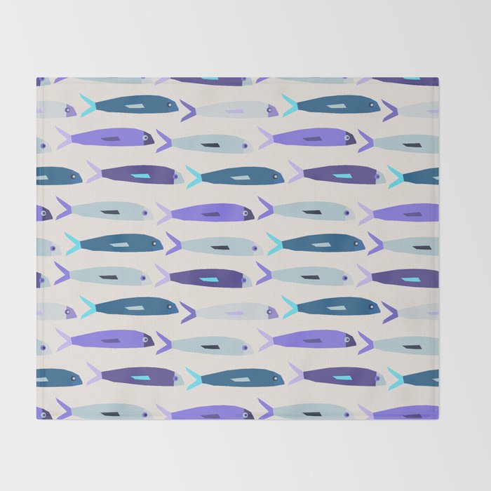 Blue Sardines Pattern Throw Blanket Gallery Image 2