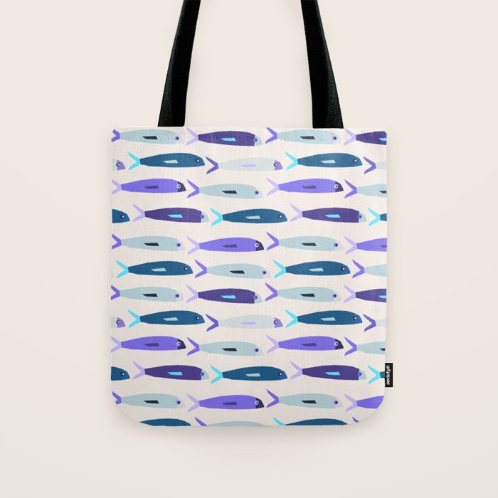 Blue Sardines Pattern Tote Bag Gallery Image 1