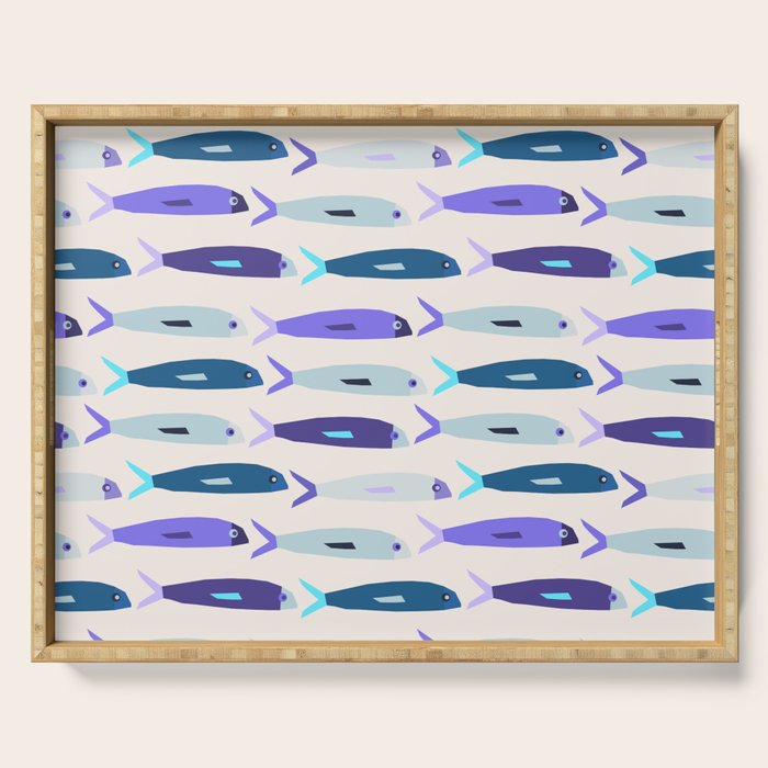 Blue Sardines Pattern Serving Tray Gallery Image 1