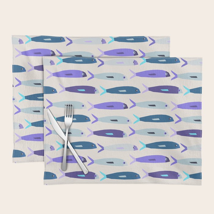 Blue Sardines Pattern Placemat Gallery Image 1
