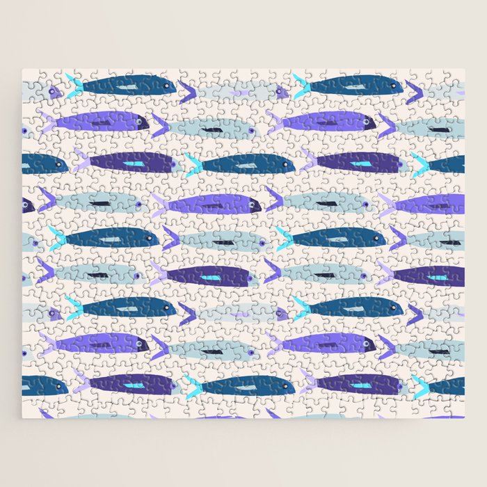 Blue Sardines Pattern Jigsaw Puzzle Gallery Image 1