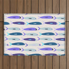 Blue Sardines Pattern Outdoor Rug Gallery Image 1