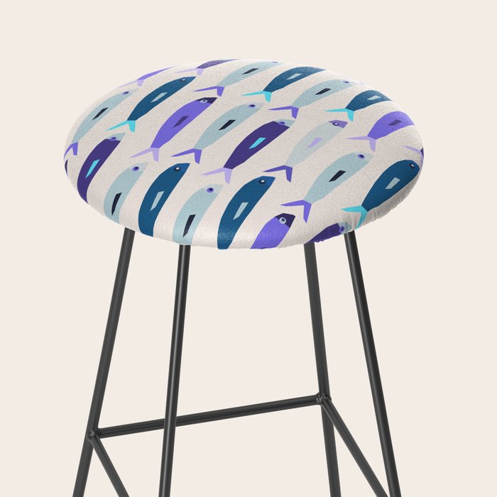 Blue Sardines Pattern Stool Gallery Image 2