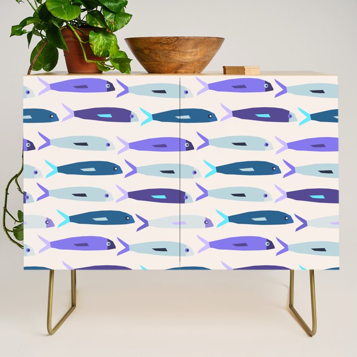 Blue Sardines Pattern Credenza Gallery Image 1