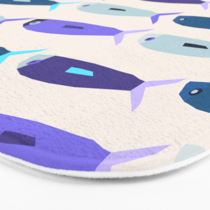 Blue Sardines Pattern Bath Mat Gallery Image 3
