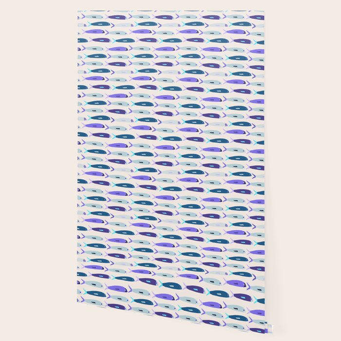 Blue Sardines Pattern Wallpaper Gallery Image 2