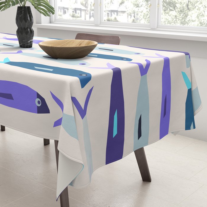 Blue Sardines Pattern Tablecloth Gallery Image 3