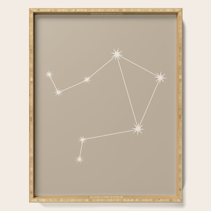 Libra Zodiac Star Constellation Line Art Beige Serving Tray Gallery Image 1