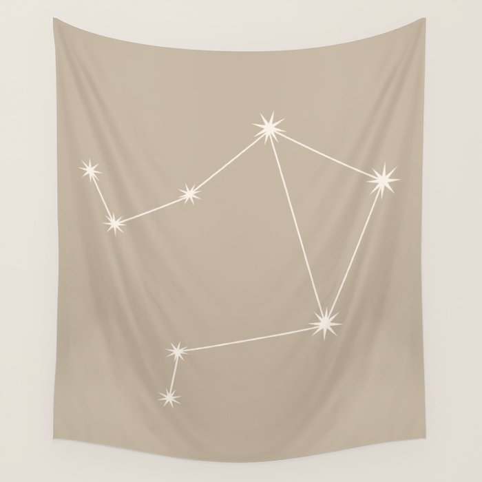 Libra Zodiac Star Constellation Line Art Beige Wall Tapestry Gallery Image 4