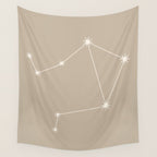 Libra Zodiac Star Constellation Line Art Beige Wall Tapestry Gallery Image 4
