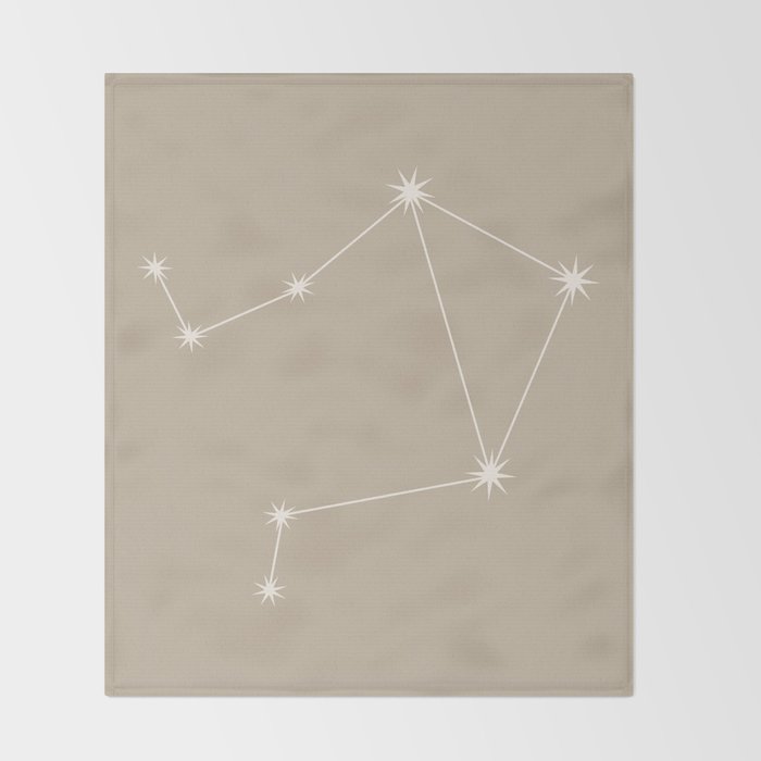 Libra Zodiac Star Constellation Line Art Beige Throw Blanket Gallery Image 2