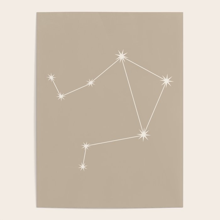 Libra Zodiac Star Constellation Line Art Beige Poster Gallery Image 4