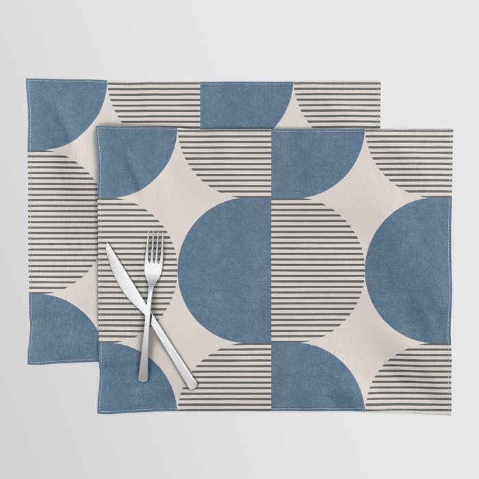Semicircle Stripes - Blue Placemat Gallery Image 1