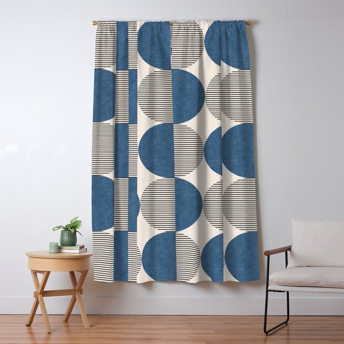 Semicircle Stripes - Blue Window Curtain Gallery Image 5