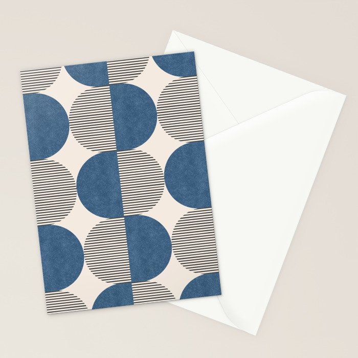Semicircle Stripes - Blue Stationery Card Gallery Image 2