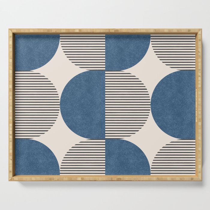 Semicircle Stripes - Blue Serving Tray Gallery Image 1