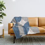 Semicircle Stripes - Blue Throw Blanket Gallery Image 1