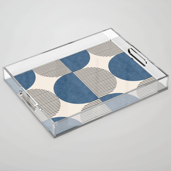 Semicircle Stripes - Blue Acrylic Tray Gallery Image 1