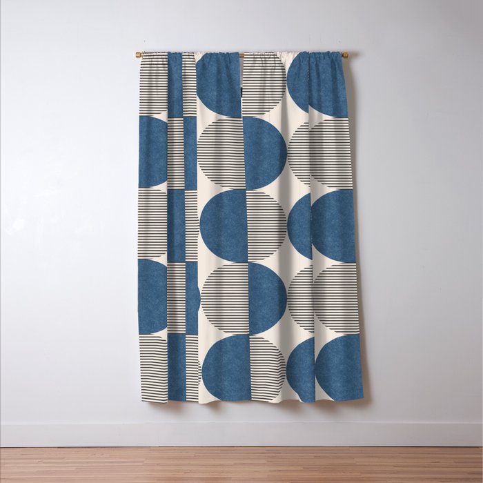 Semicircle Stripes - Blue Window Curtain Gallery Image 3