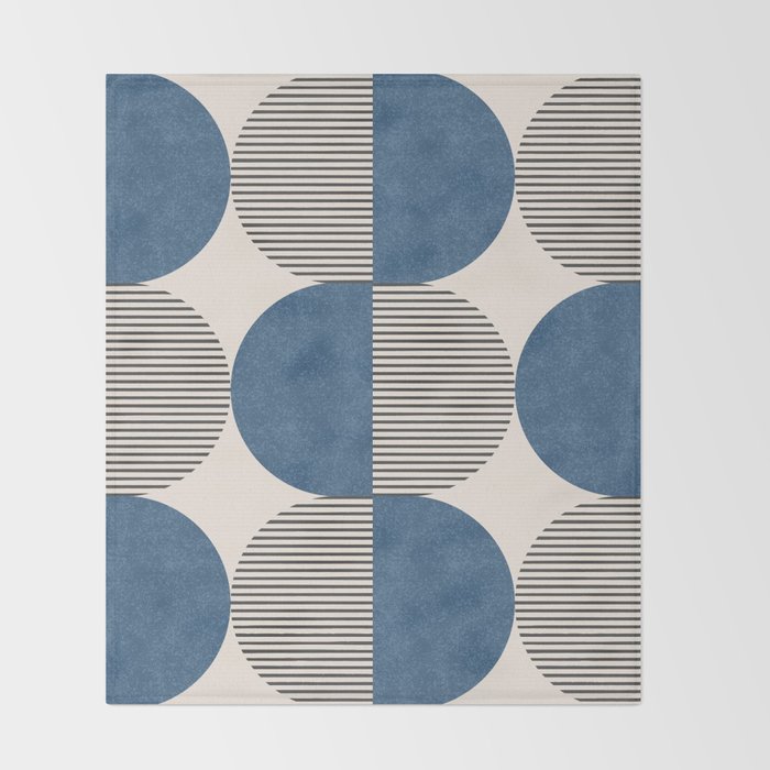 Semicircle Stripes - Blue Throw Blanket Gallery Image 2