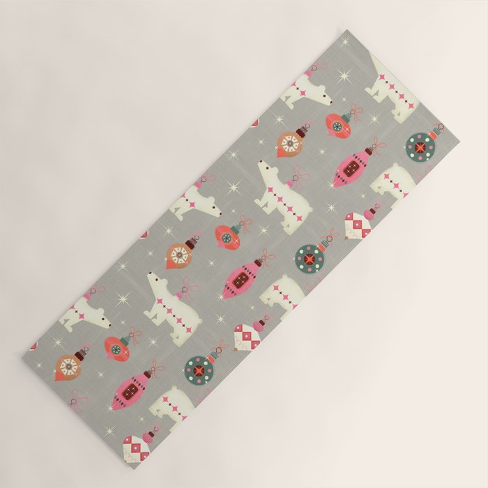Festive Ornaments And Polar Bear Yoga Mat Gallery Image 1